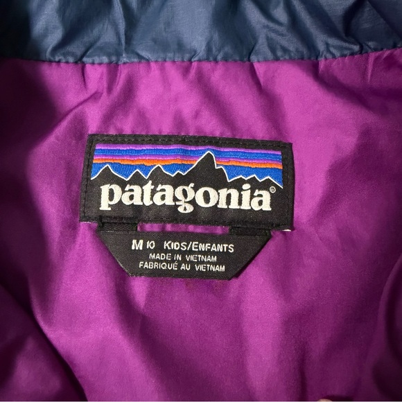 Patagonia Nano Puff Blue Diamond Quilted Coat Jacket Girls Size 10 Full Zip - Picture 7 of 8